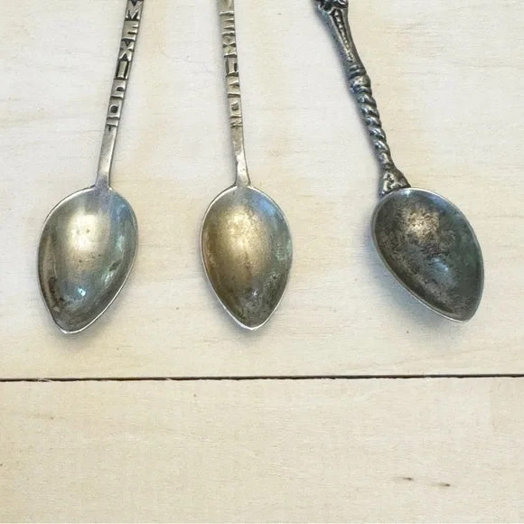 Two Vintage/Antique Sterling Silver Mexico Figural & One Unmarked Mini Spoons